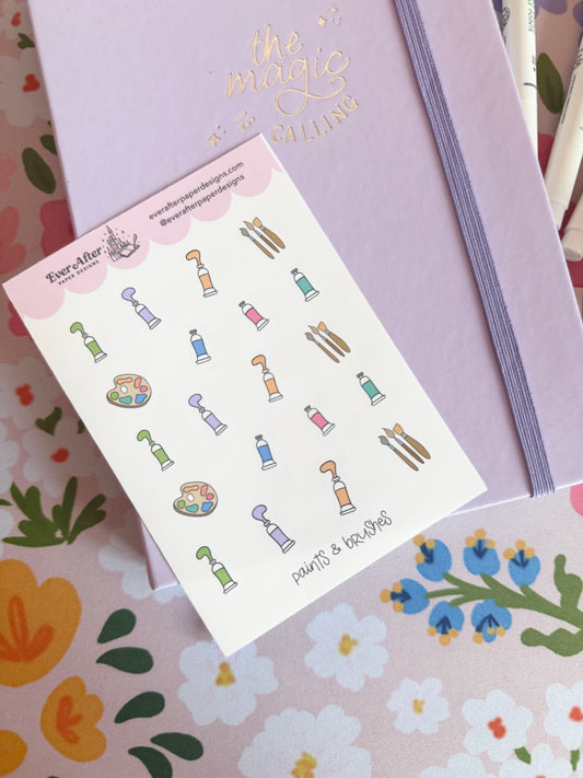 Paints & Brushes Sticker Sheet