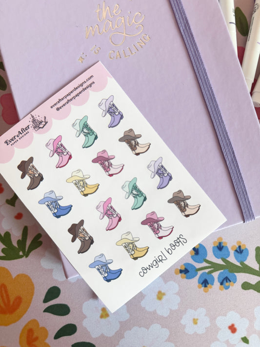 Cowgirl Boots Sticker Sheet
