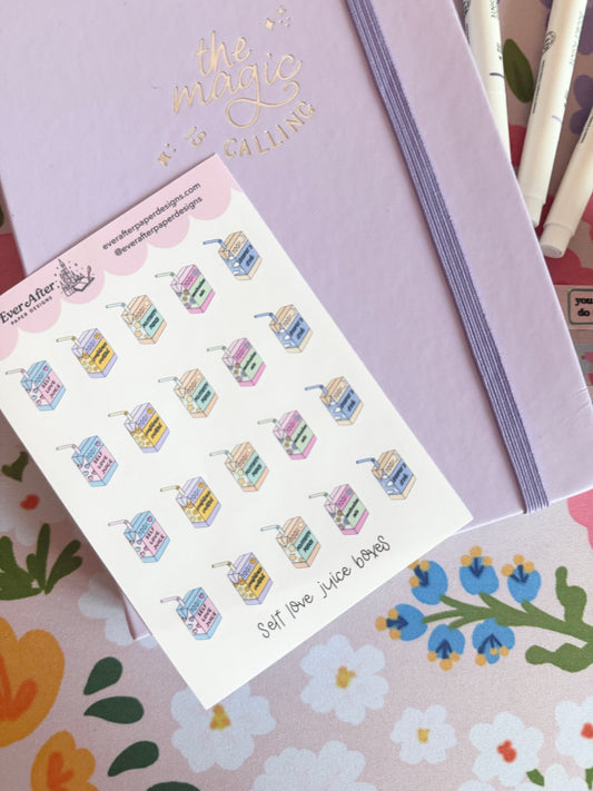 Self Love Juice Boxes Sticker Sheet