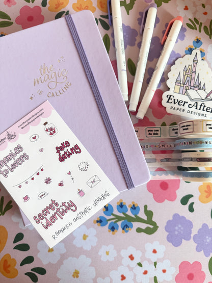 Romance Books Aesthetic Doodles Sticker Sheet
