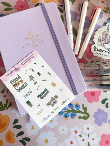 Classics Books Aesthetic Doodles Sticker Sheet