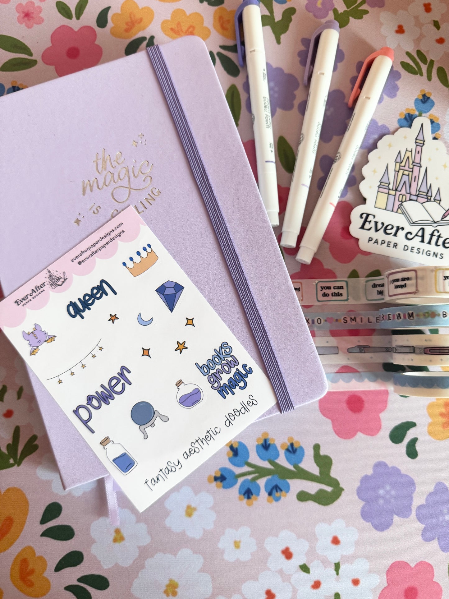 Fantasy Books Aesthetic Doodles Sticker Sheet