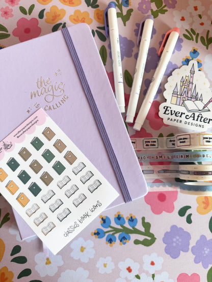 Classics Book Icons Sticker Sheet