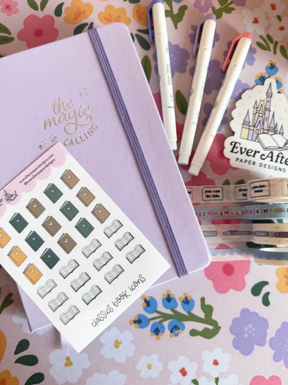Classics Book Icons Sticker Sheet