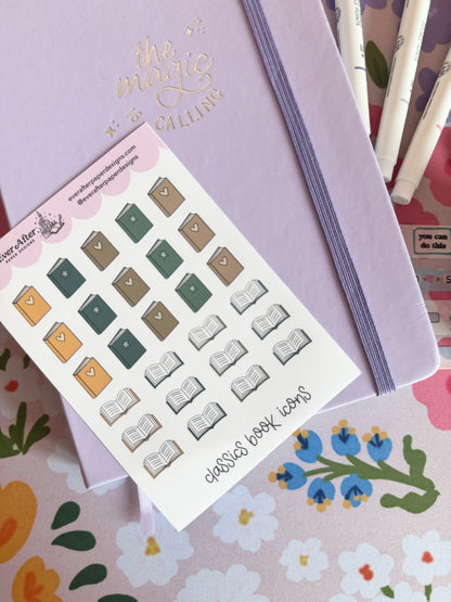 Classics Book Icons Sticker Sheet