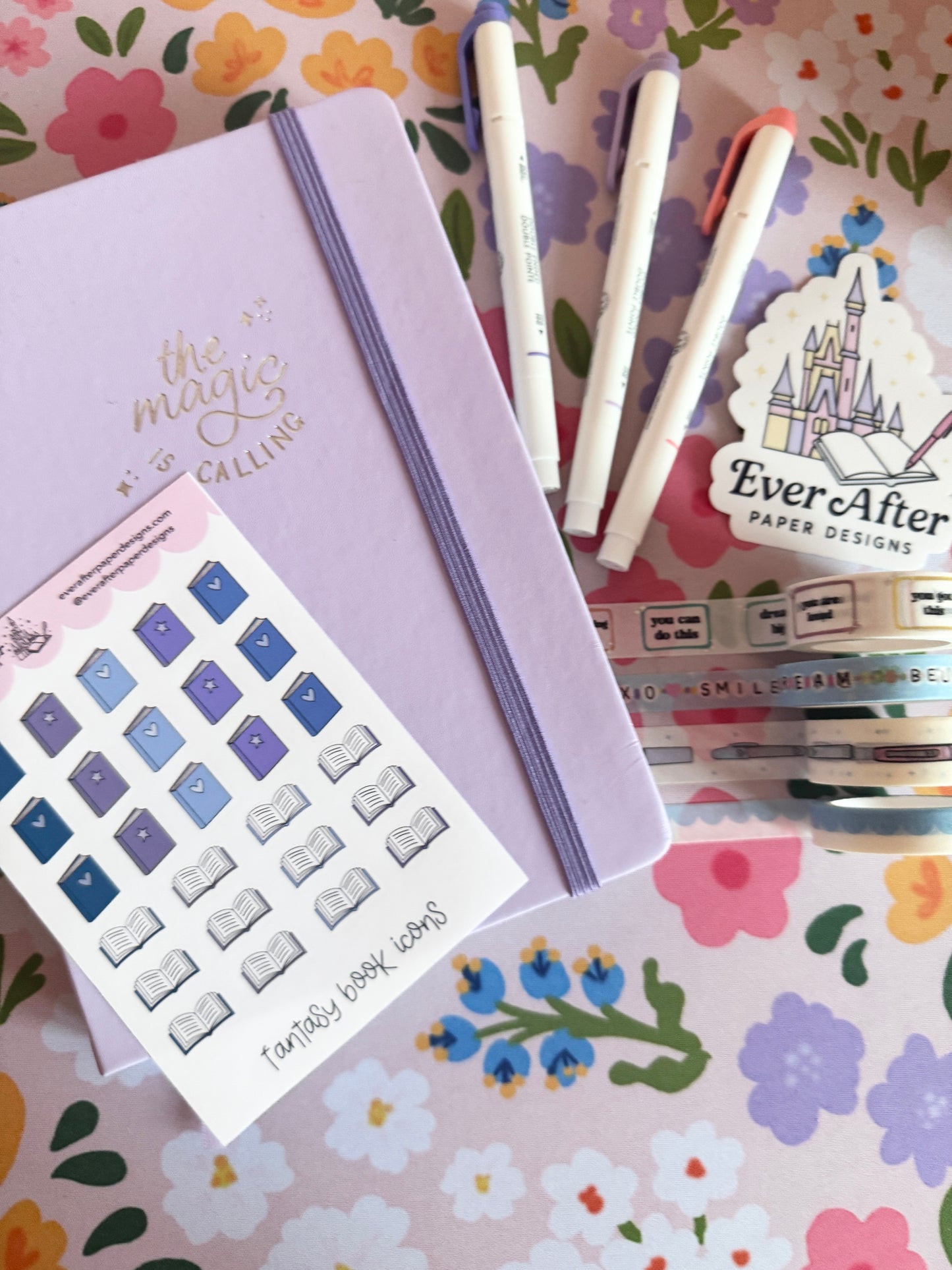 Fantasy Book Icons Sticker Sheet