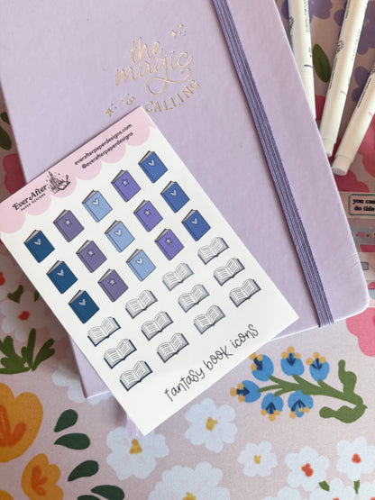 Fantasy Book Icons Sticker Sheet