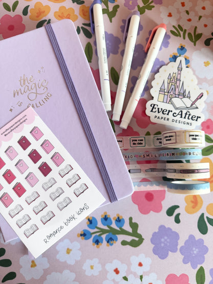 Romance Book Icons Sticker Sheet