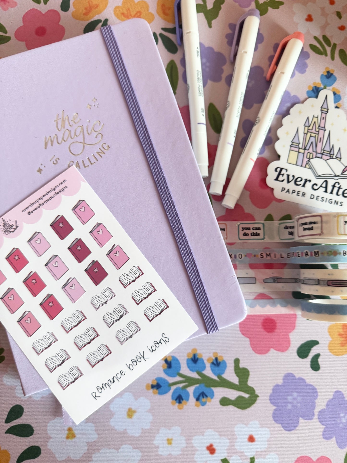 Romance Book Icons Sticker Sheet