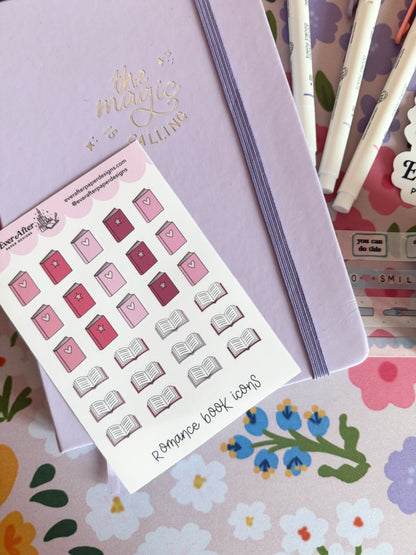Romance Book Icons Sticker Sheet