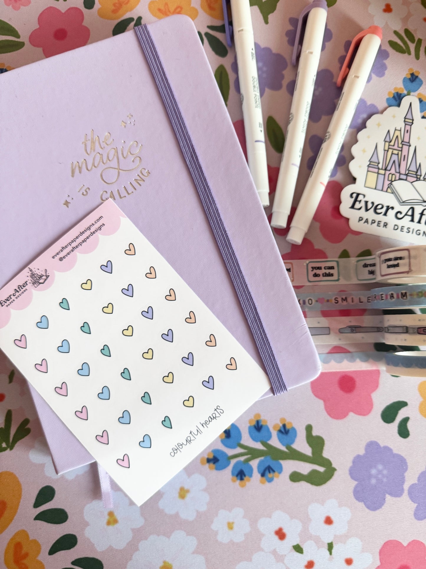 Colourful Hearts Sticker Sheet