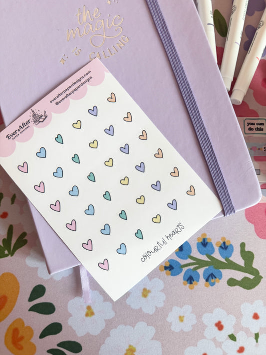 Colourful Hearts Sticker Sheet