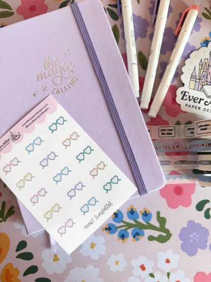 Heart Sunglasses Sticker Sheet