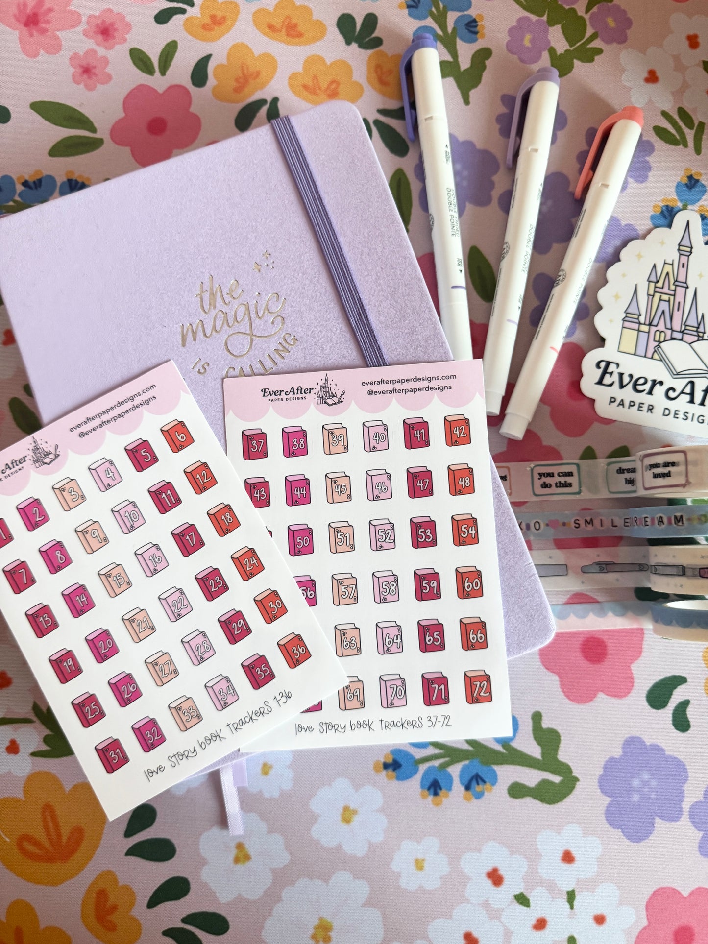 Love Story Book Trackers Sticker Sheet