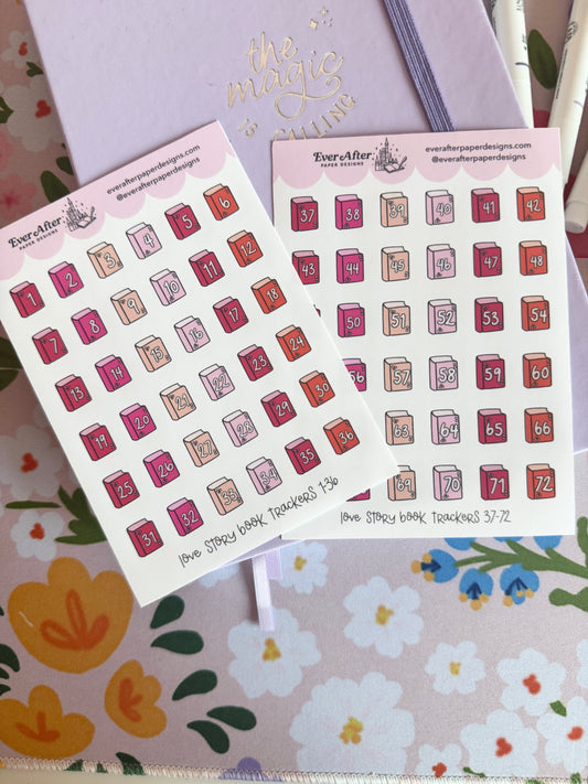 Love Story Book Trackers Sticker Sheet
