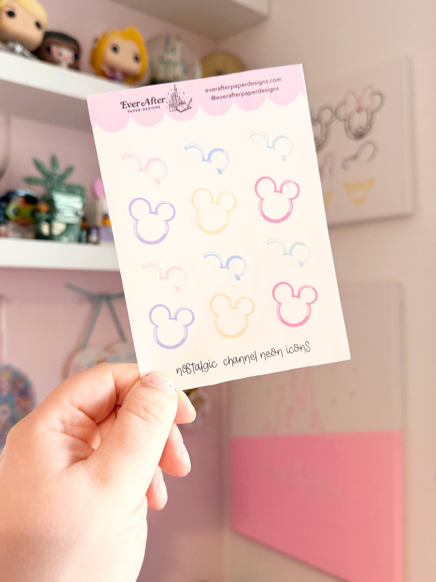 Nostalgic Channel Neon Icons Sticker Sheet