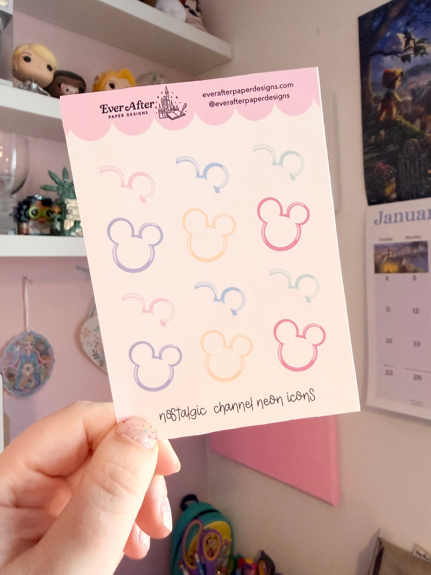 Nostalgic Channel Neon Icons Sticker Sheet