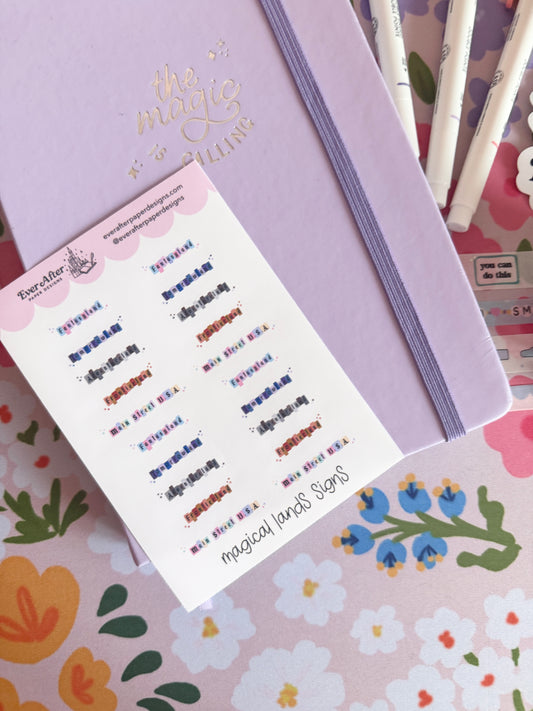 Magical Lands Signs Sticker Sheet