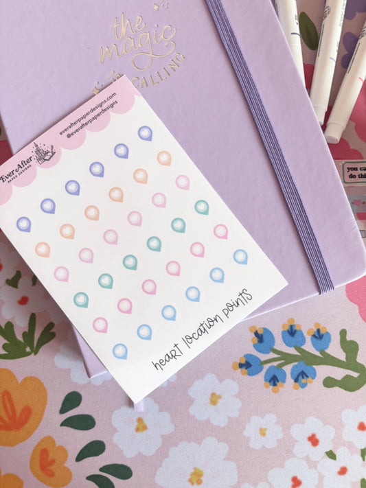 Heart Location Points Sticker Sheet