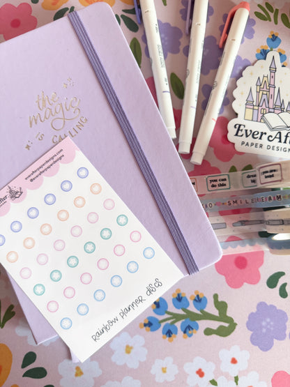 Rainbow Planner Discs Sticker Sheet
