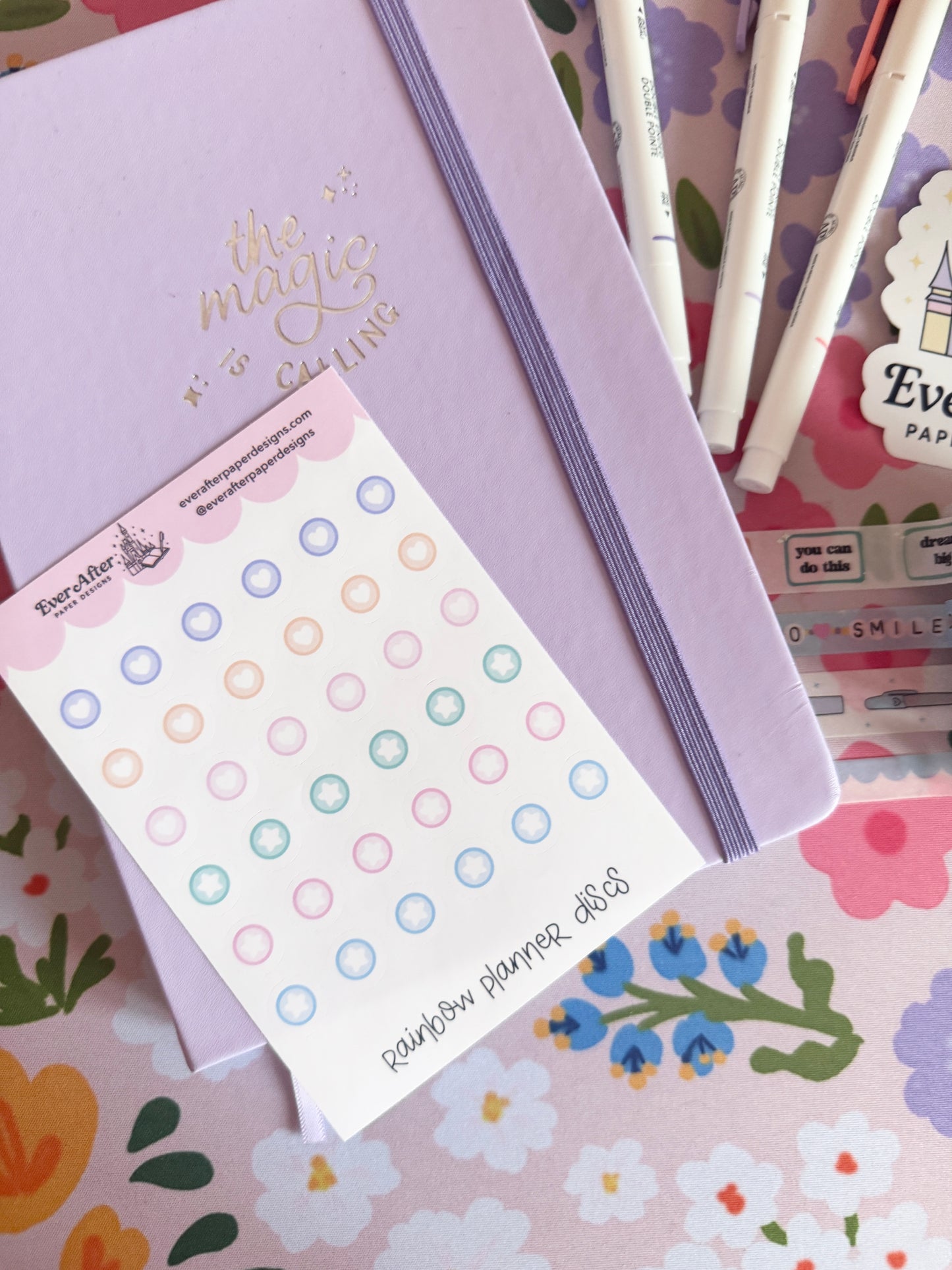 Rainbow Planner Discs Sticker Sheet