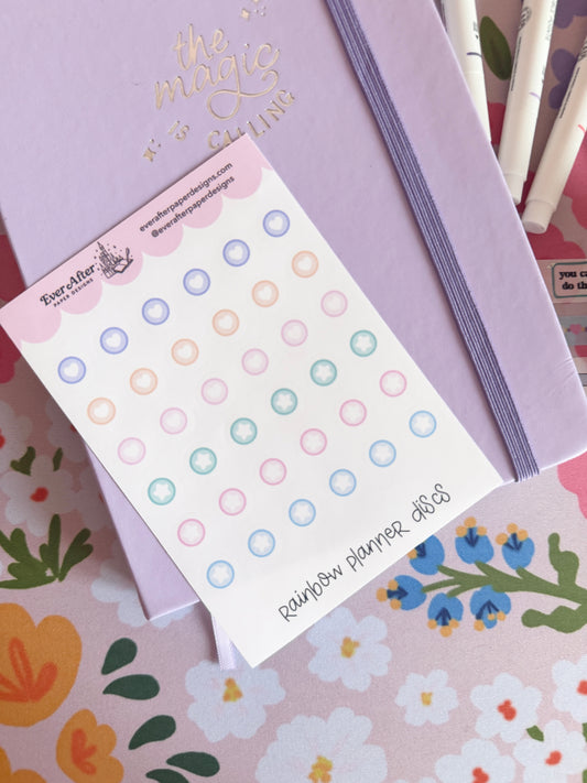Rainbow Planner Discs Sticker Sheet