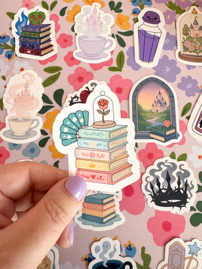 Princess Book Stack Clear Sticker