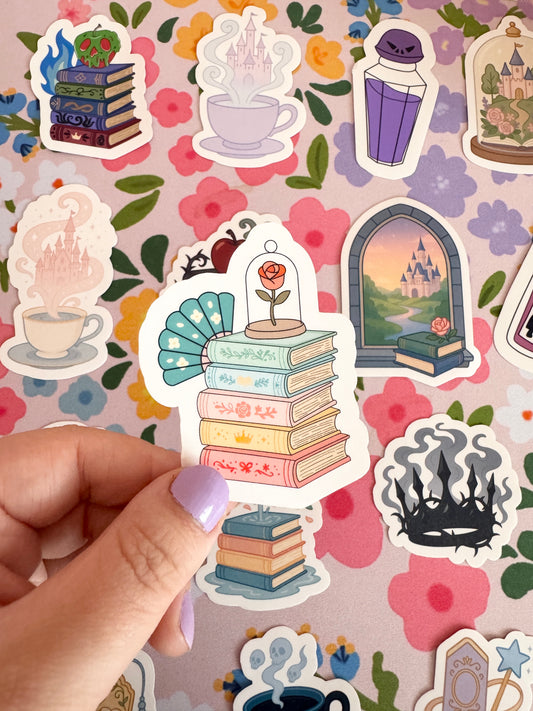 Princess Book Stack Clear Sticker