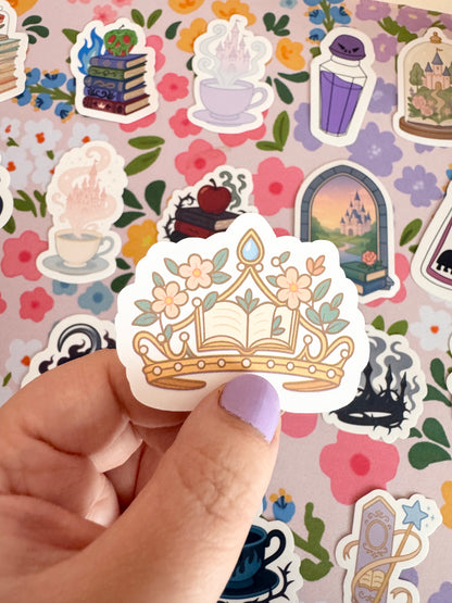 Princess Book Crown Clear Sticker
