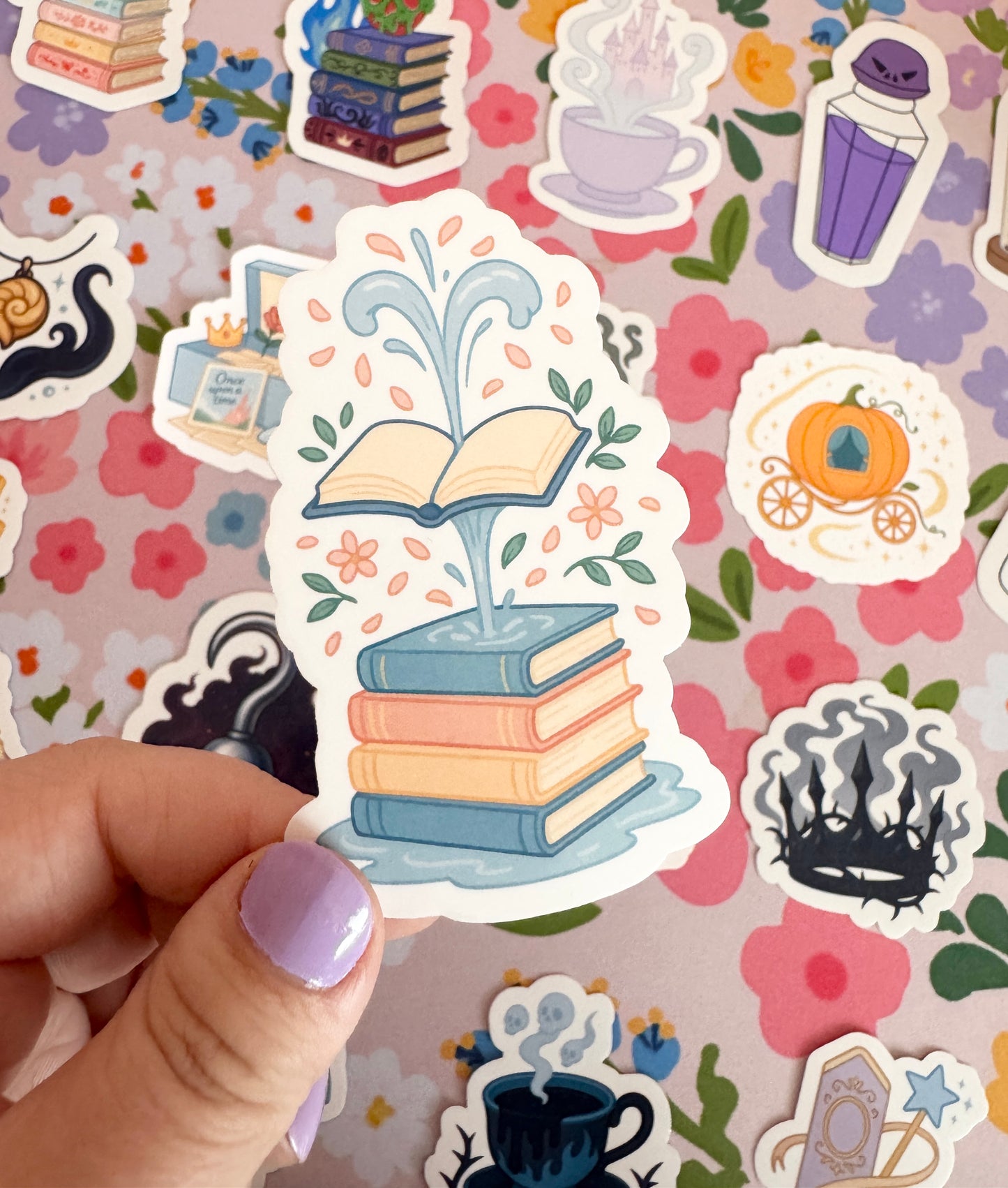 Princess Fountain of Books Clear Sticker