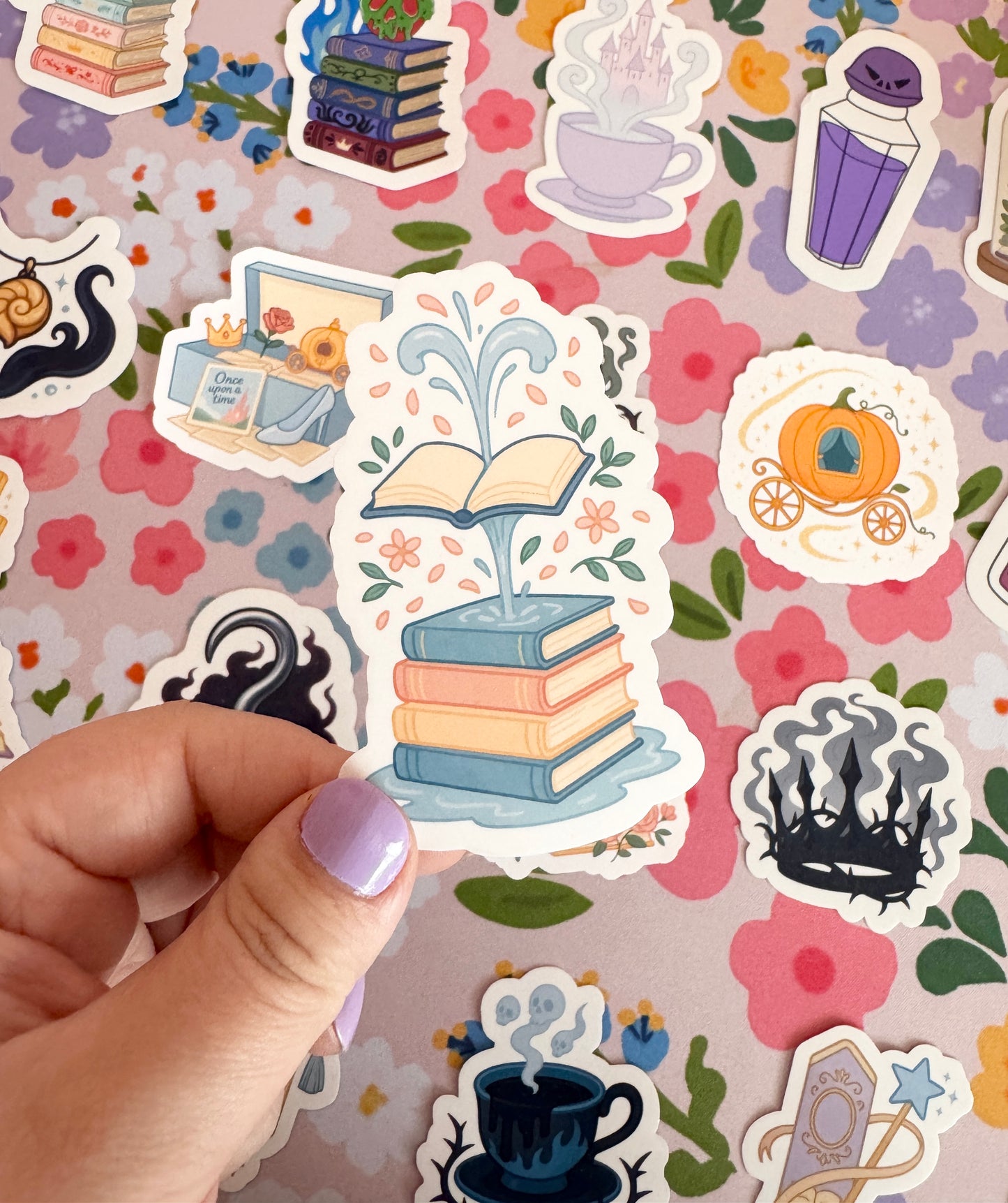 Princess Fountain of Books Clear Sticker