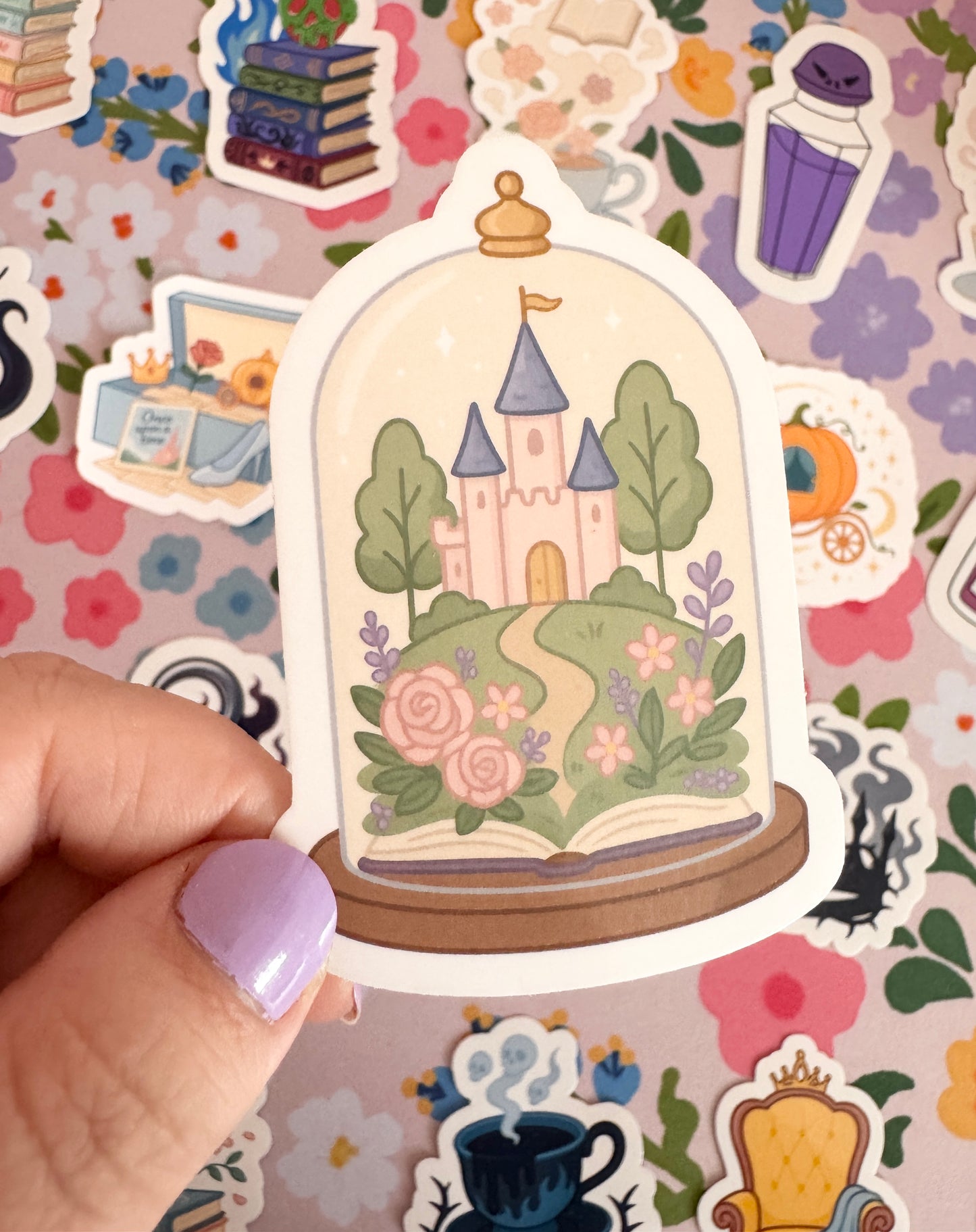 Princess Castle Book Globe Clear Sticker