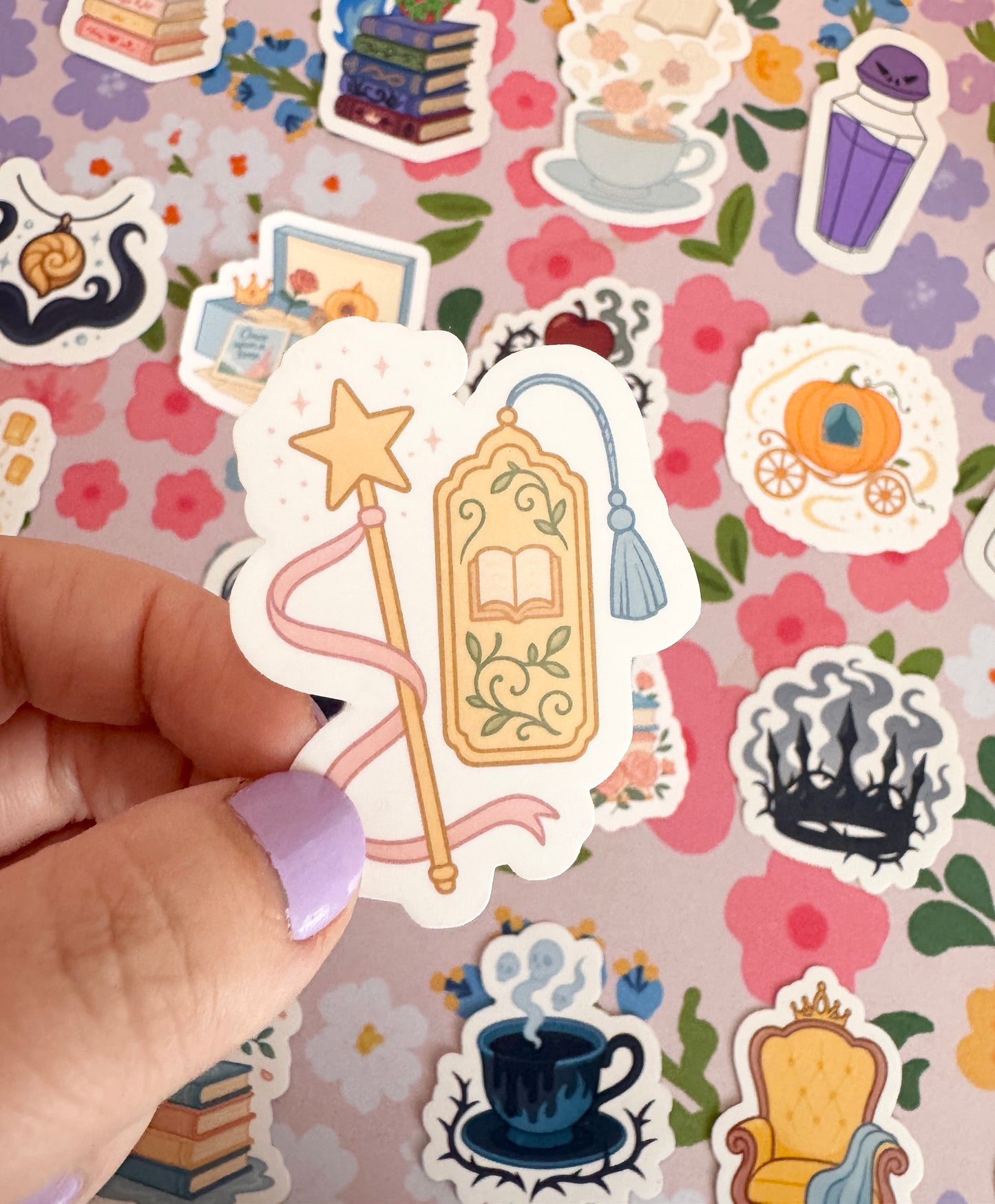 Princess Golden Bookmark & Wand Clear Sticker