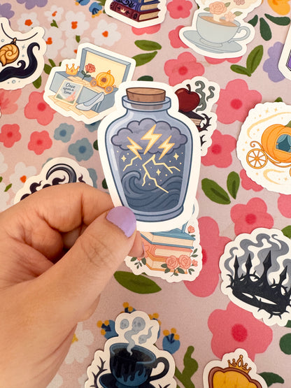 Villains Thunder/Lightning Glass Jar Clear Sticker