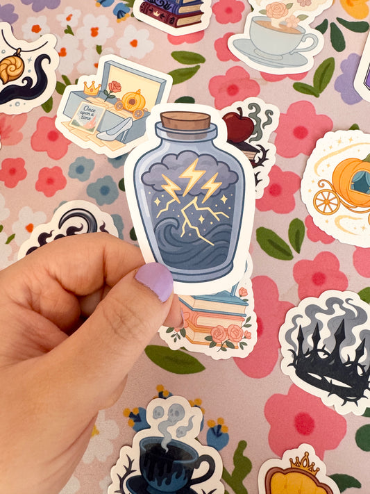 Villains Thunder/Lightning Glass Jar Clear Sticker