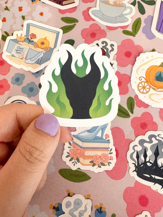 Villains Queen & Green Flames Clear Sticker
