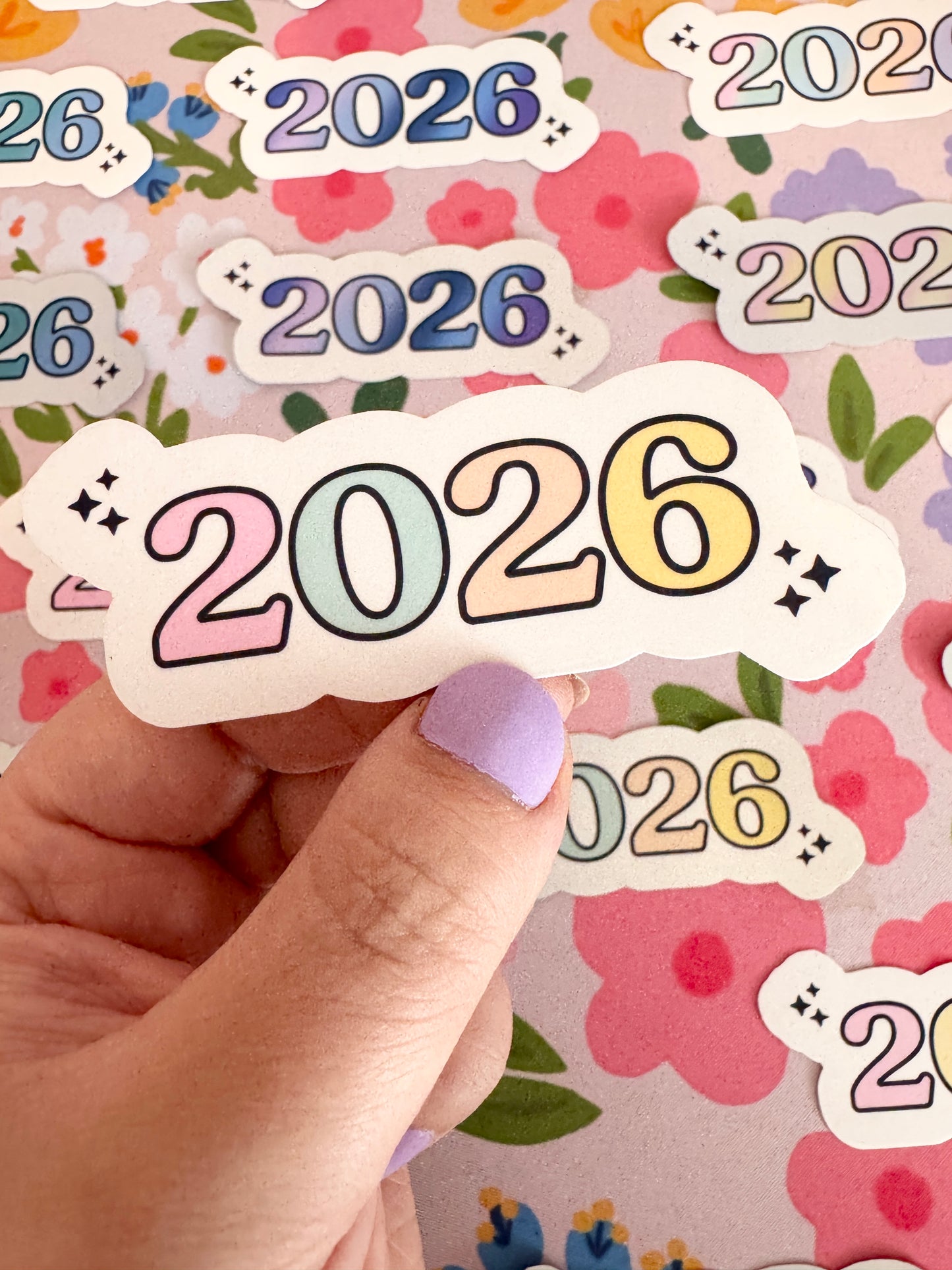 2026 Colourful Solid Holographic Sticker