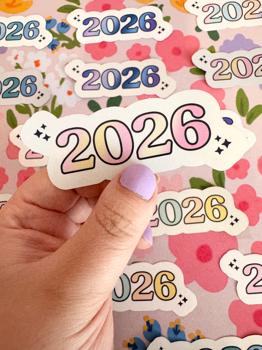2026 Strawberry Lemonade Gradient Holographic Sticker