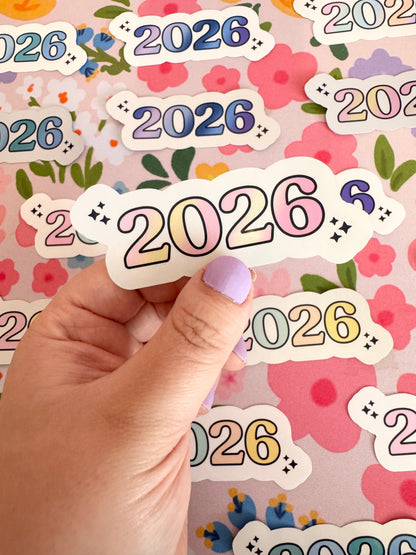2026 Strawberry Lemonade Gradient Holographic Sticker