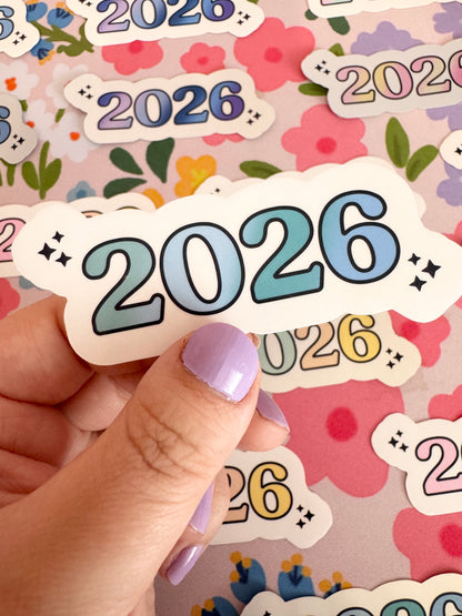 2026 Mint Haze Gradient Holographic Sticker