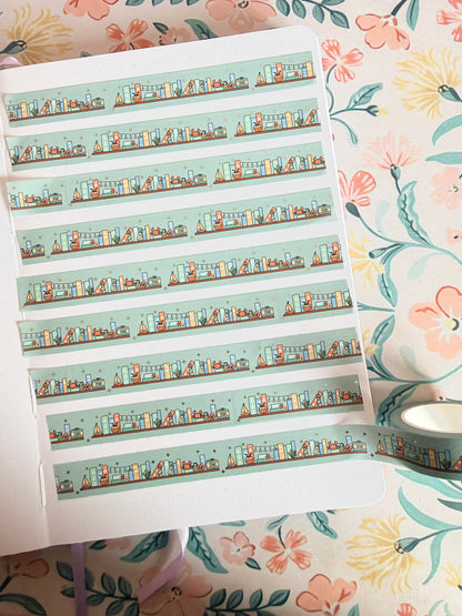 15mm Stories by the Sea Foiled Bookshelf Washi Tape