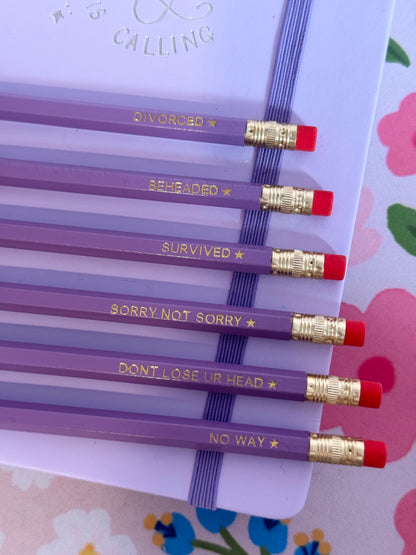 SIX Queens Pencils Set of 6 - Choose Your Foil