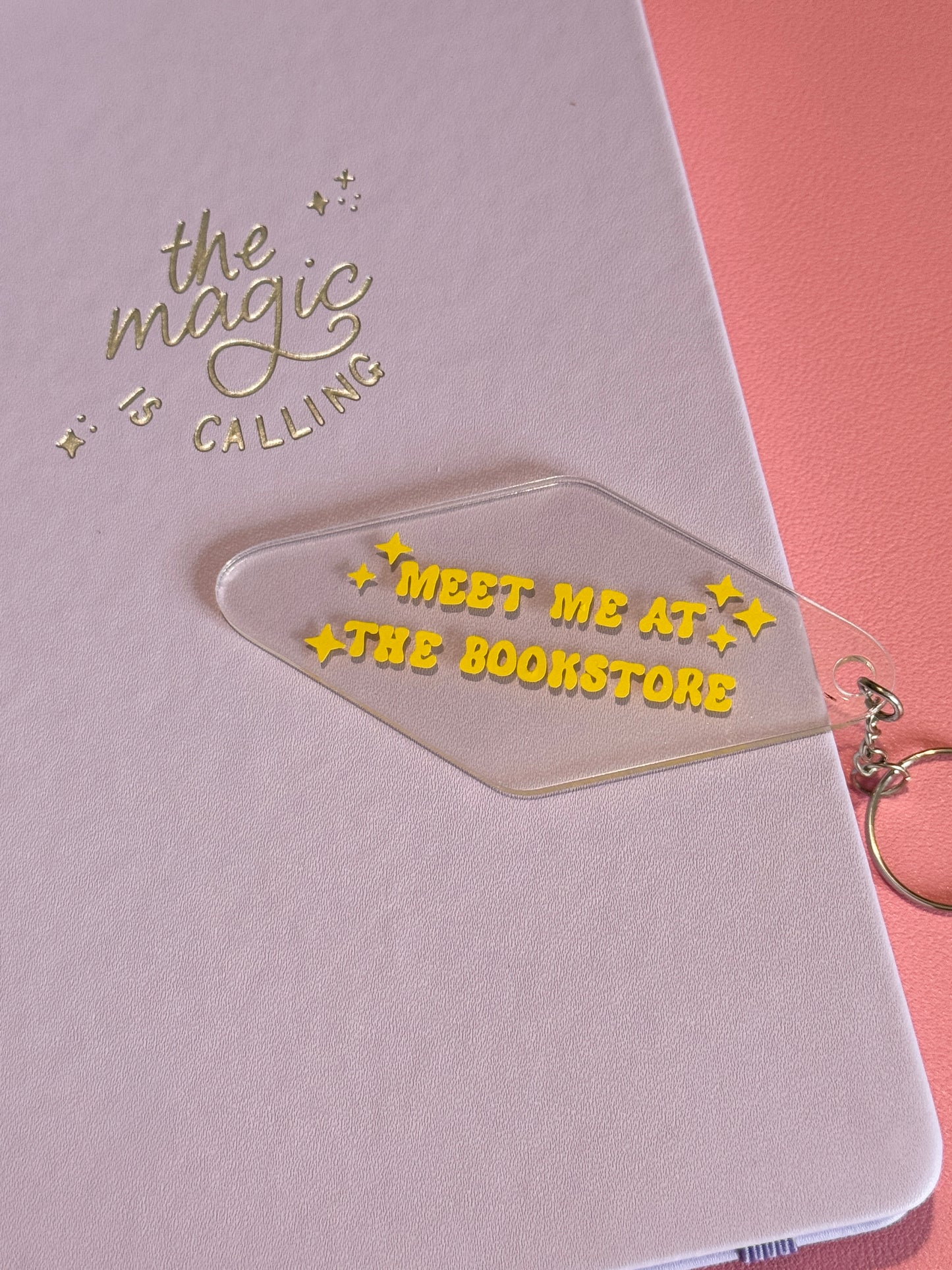 'Meet Me At The Bookstore' Acrylic Motel Keychain