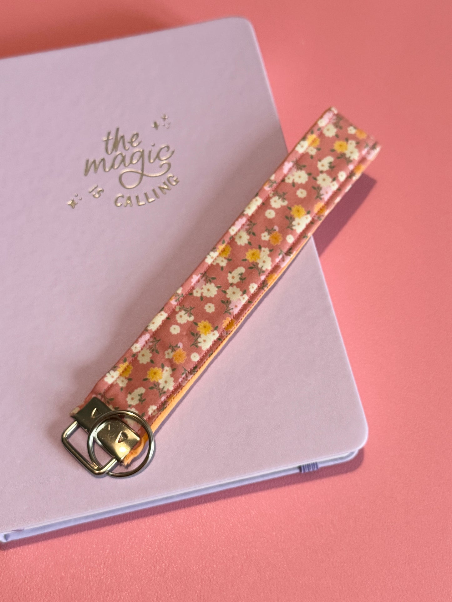 Peachy Floral Key Fob Keyring
