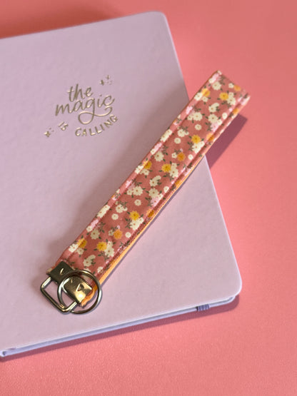 Peachy Floral Key Fob Keyring