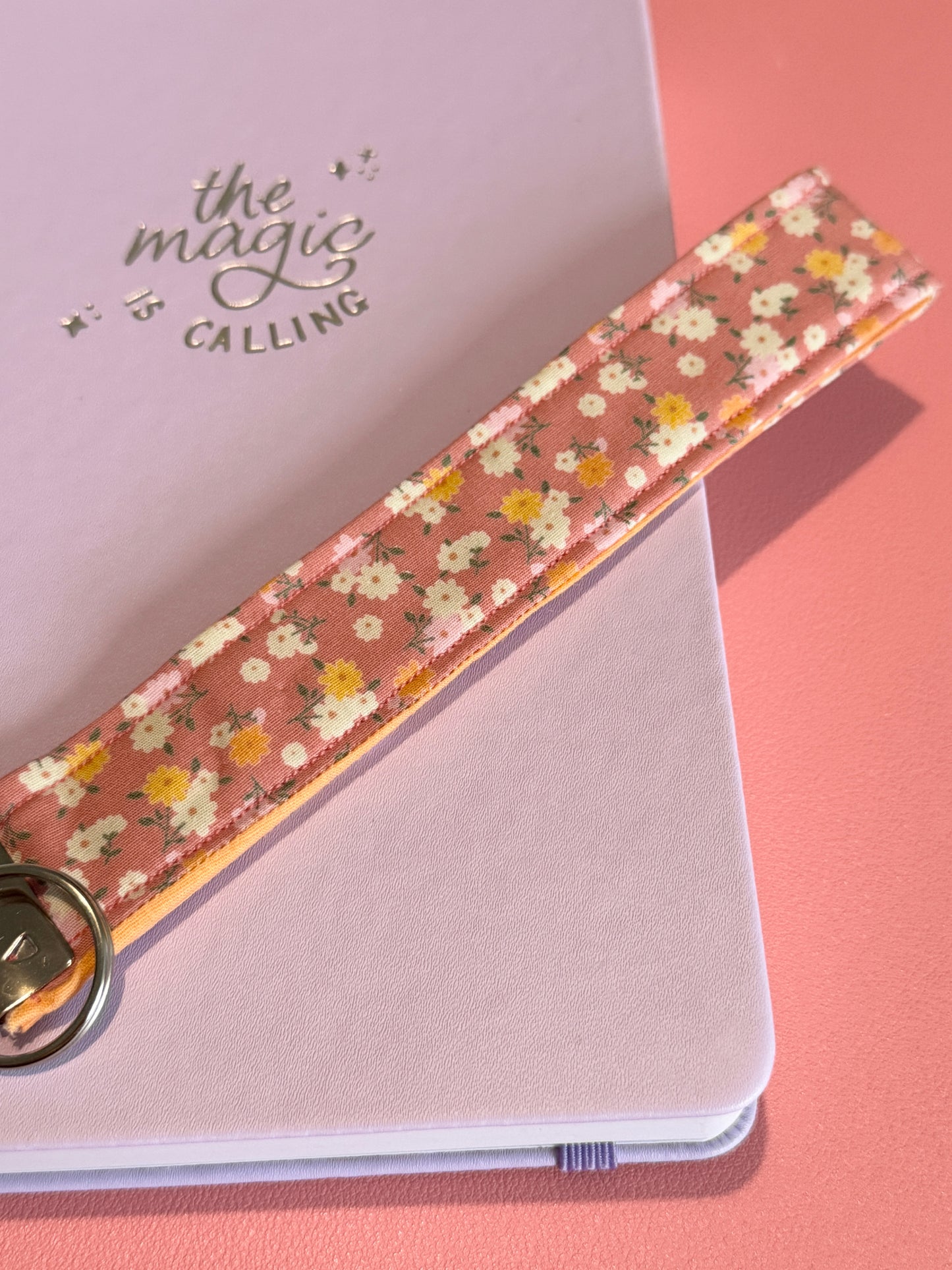 Peachy Floral Key Fob Keyring