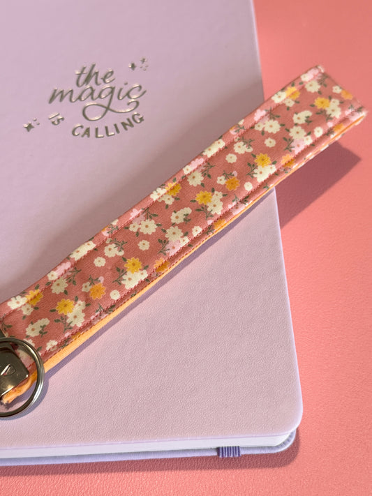 Peachy Floral Key Fob Keyring
