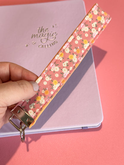 Peachy Floral Key Fob Keyring