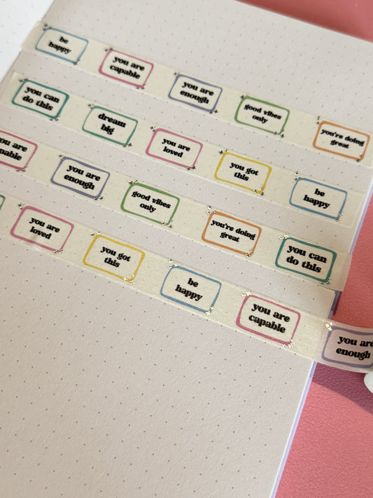 15mm Foiled Motivational Quotes Washi Tape