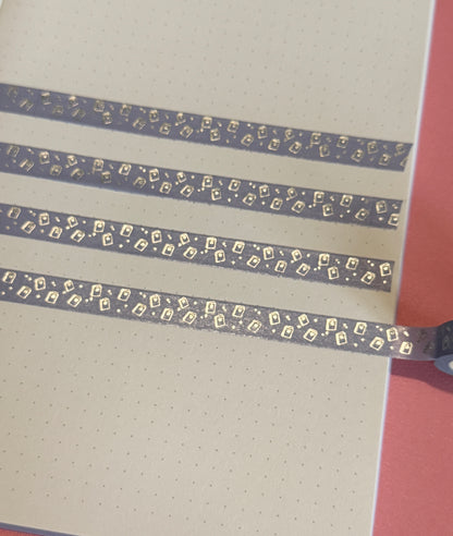 10mm Foiled Book Icons Washi Tape